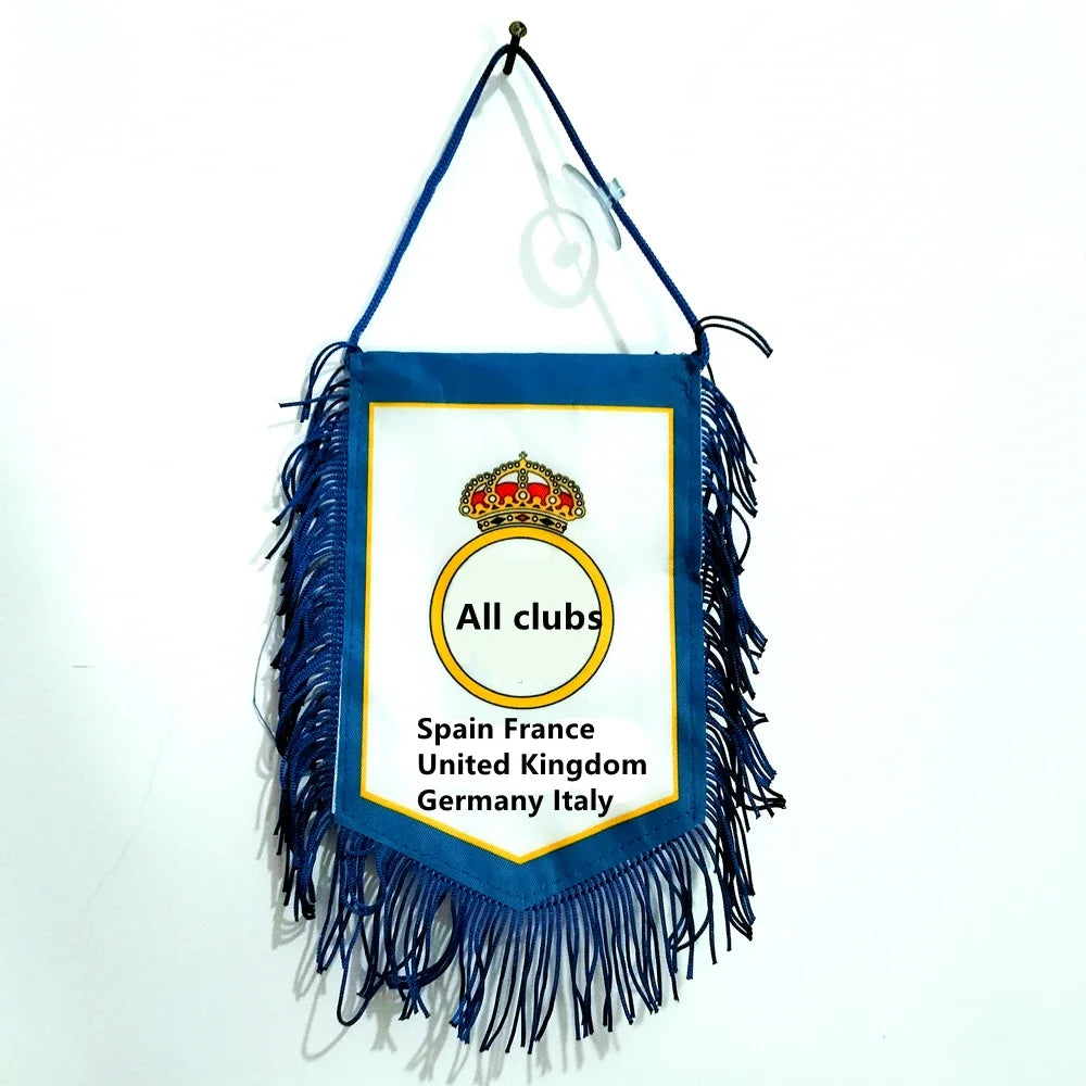 Real Spain Madrid Teams sucker Flag Soccer LOGO Non-woven Fabric Pennant Europe Football Clubs Souvenir Team Flag 15X12CM 1Pcs