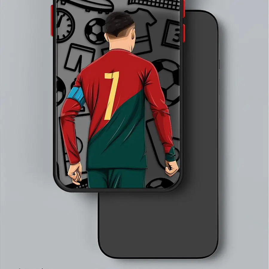 Football Number Phone Case for iPhone 16 11Pro 13 Mini 7 8 Plus XS Max SE XR 14 Pro 15Pro 12 Matte Cover