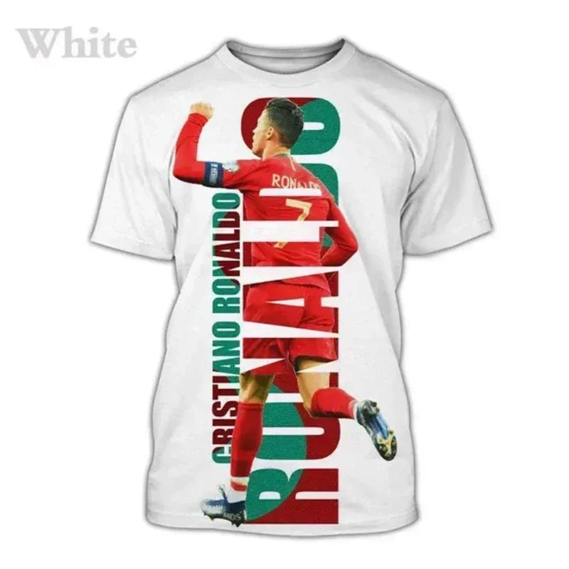 Summer fashion soccer star Cristiano Ronaldo 3D printed T-shirt men's oversized breathable quick drying T-shirt short sleeve top