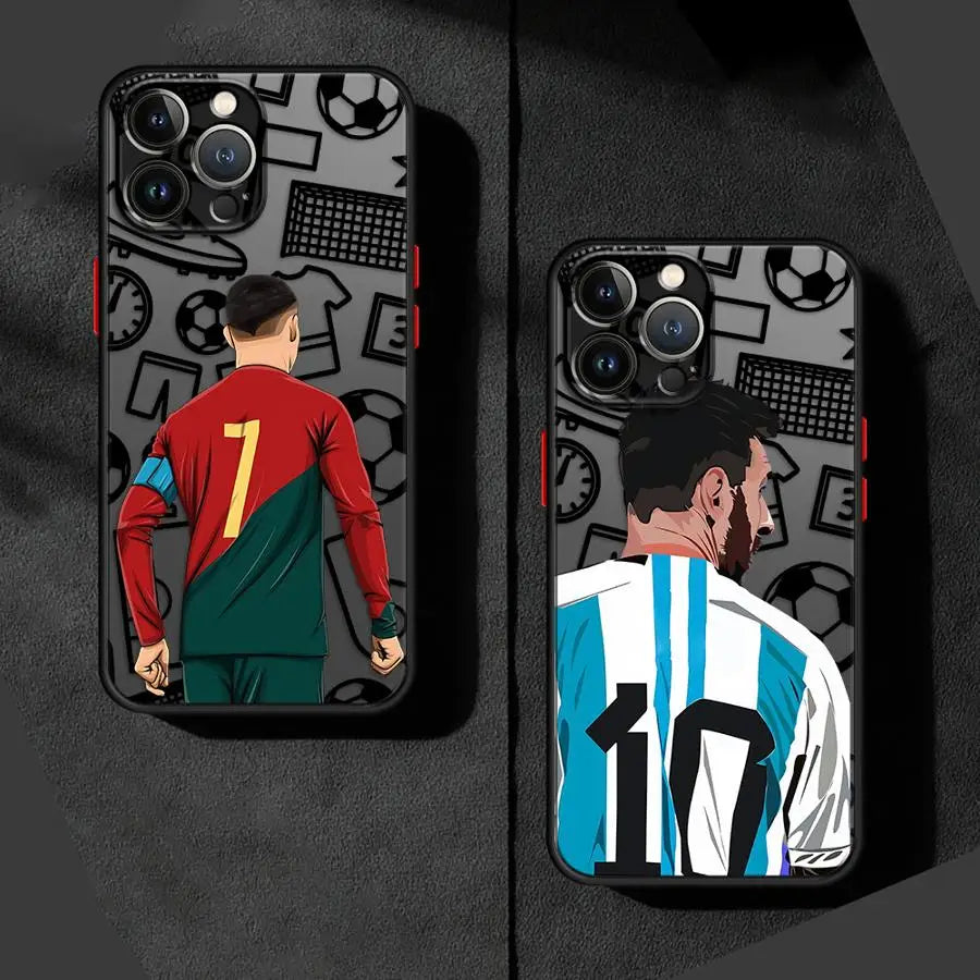 Football Number Phone Case for iPhone 16 11Pro 13 Mini 7 8 Plus XS Max SE XR 14 Pro 15Pro 12 Matte Cover