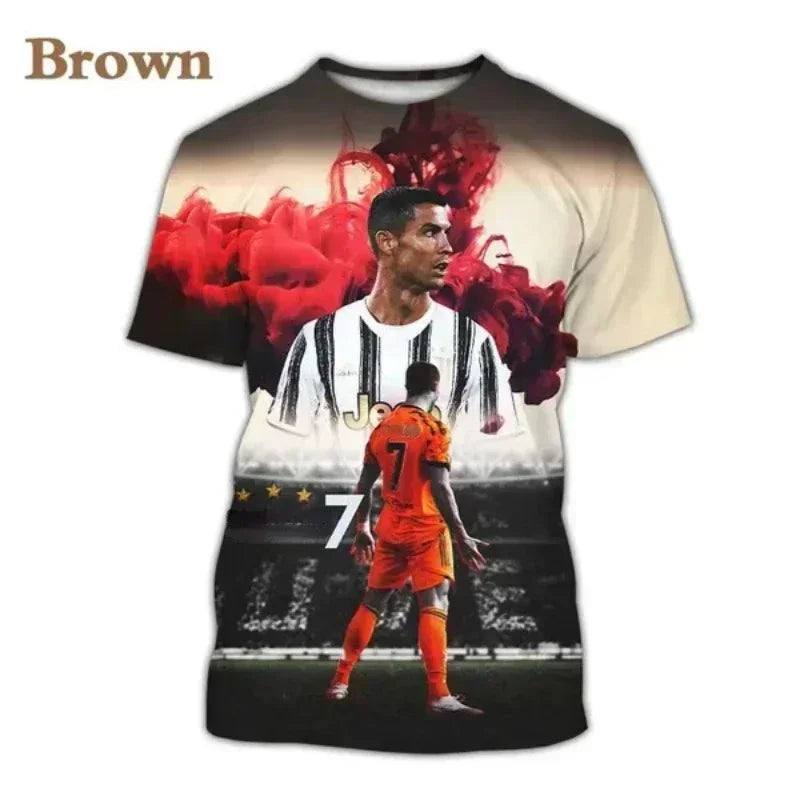 Summer fashion soccer star Cristiano Ronaldo 3D printed T-shirt men's oversized breathable quick drying T-shirt short sleeve top