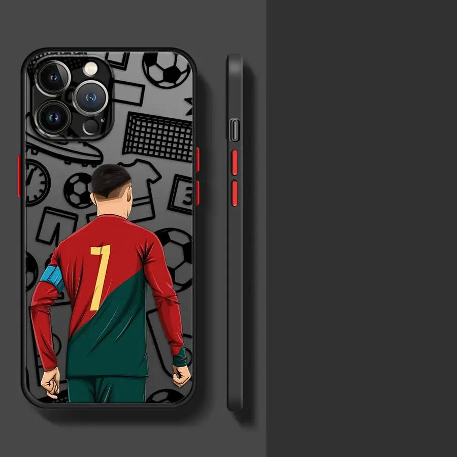 Football Number Phone Case for iPhone 16 11Pro 13 Mini 7 8 Plus XS Max SE XR 14 Pro 15Pro 12 Matte Cover