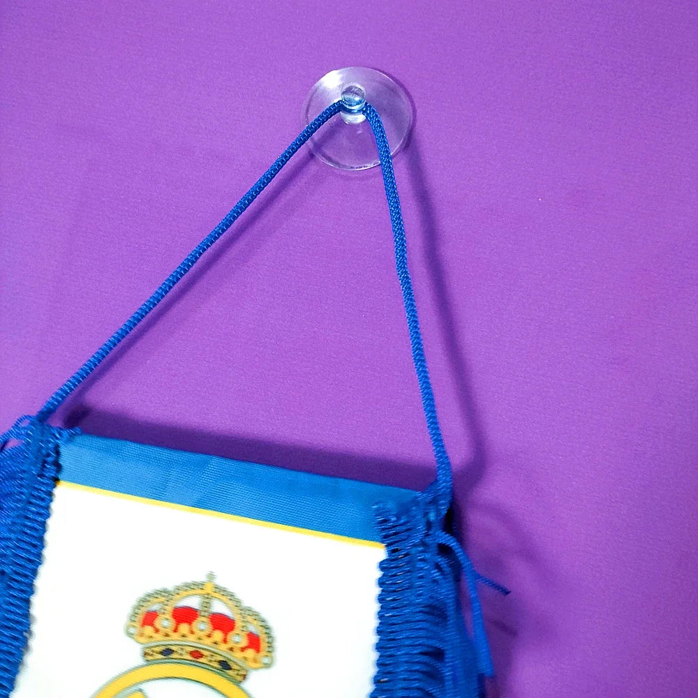 Real Spain Madrid Teams sucker Flag Soccer LOGO Non-woven Fabric Pennant Europe Football Clubs Souvenir Team Flag 15X12CM 1Pcs