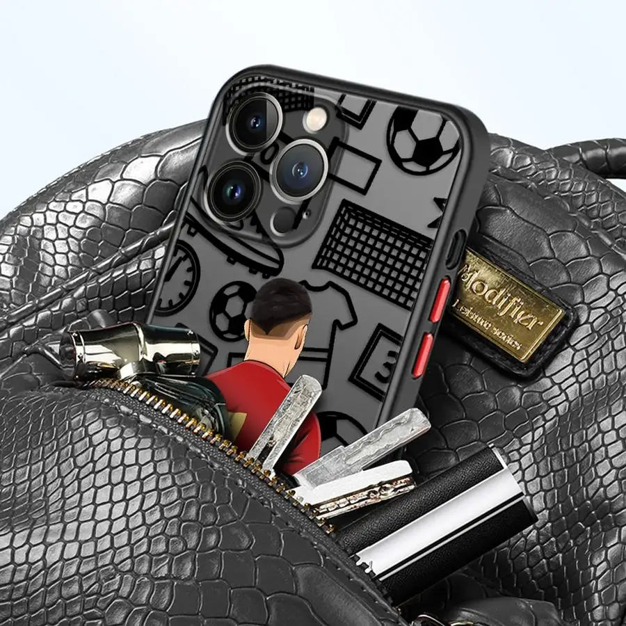 Football Number Phone Case for iPhone 16 11Pro 13 Mini 7 8 Plus XS Max SE XR 14 Pro 15Pro 12 Matte Cover