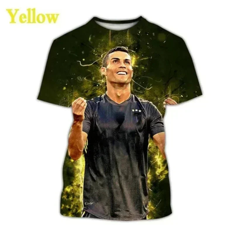 Summer fashion soccer star Cristiano Ronaldo 3D printed T-shirt men's oversized breathable quick drying T-shirt short sleeve top