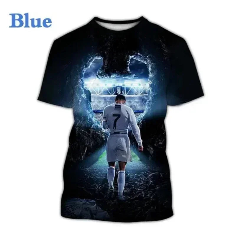 Summer fashion soccer star Cristiano Ronaldo 3D printed T-shirt men's oversized breathable quick drying T-shirt short sleeve top