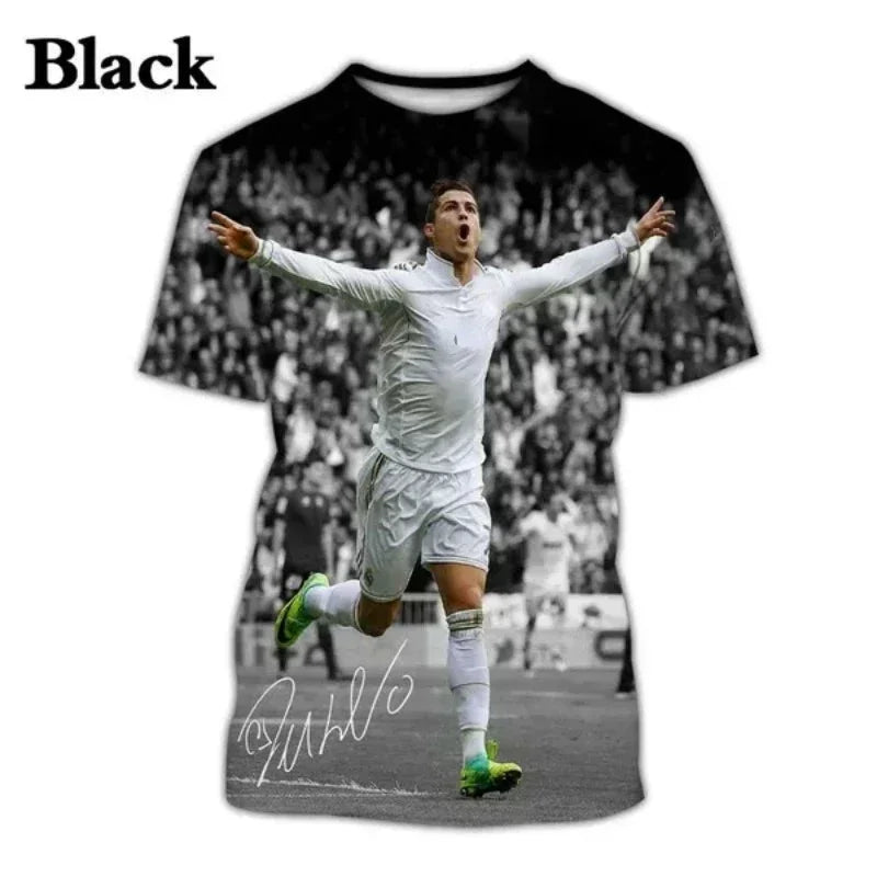 Summer fashion soccer star Cristiano Ronaldo 3D printed T-shirt men's oversized breathable quick drying T-shirt short sleeve top