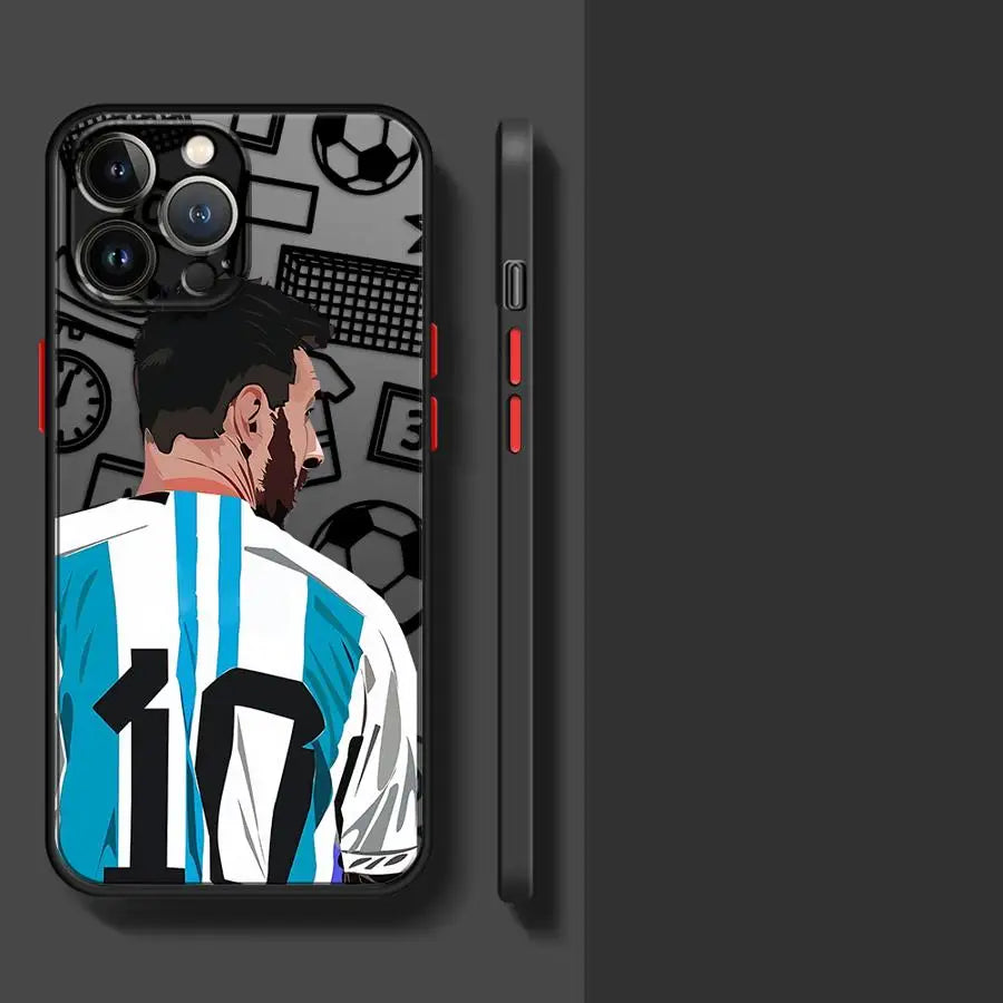 Football Number Phone Case for iPhone 16 11Pro 13 Mini 7 8 Plus XS Max SE XR 14 Pro 15Pro 12 Matte Cover