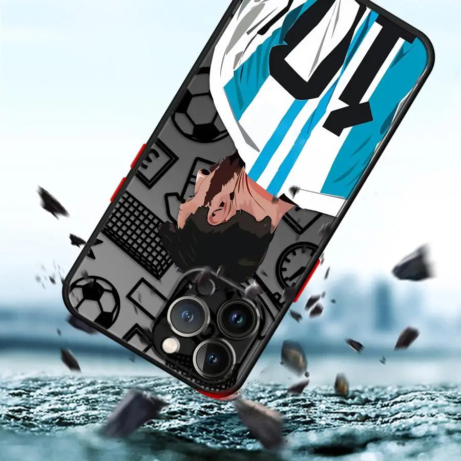 Football Number Phone Case for iPhone 16 11Pro 13 Mini 7 8 Plus XS Max SE XR 14 Pro 15Pro 12 Matte Cover