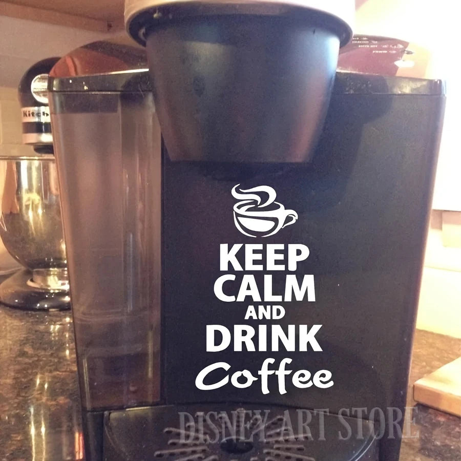 Vinilo Decorativo de Pared Café | Sticker Impermeable con Frase “Keep Calm and Drink Coffee” | Decoración para Cocina, Cafeterías y Hogar