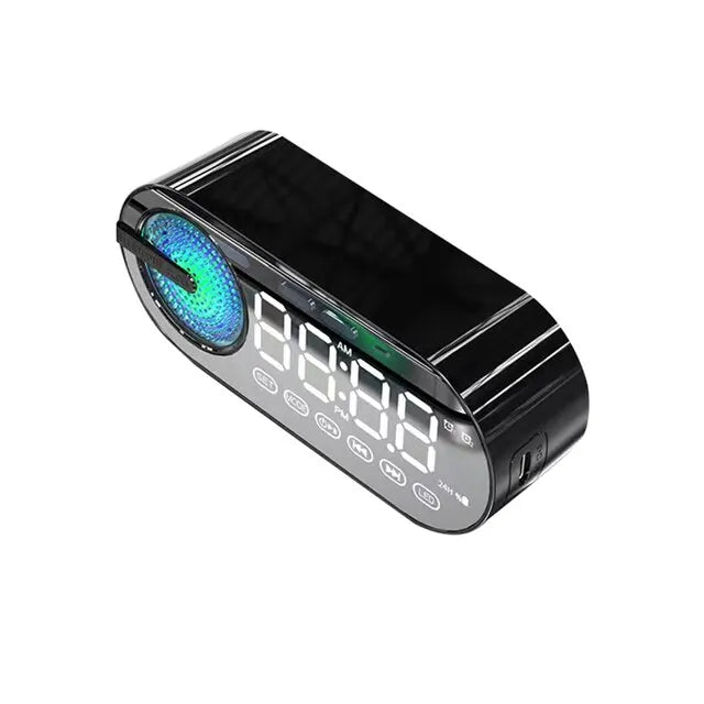 Mini Reloj Despertador Bluetooth con Bocina Portátil | Parlante Inalámbrico Subwoofer Bass, Radio FM, Lámpara LED, Altavoz Multifunción